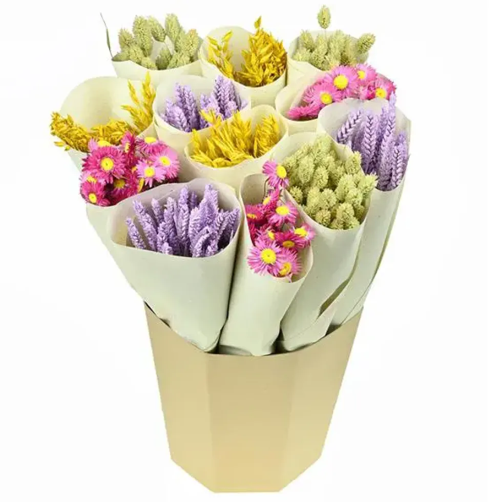 Bouquet de fleurs séchées botte colorée Naturalys - 50 cm