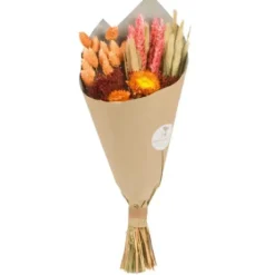 Bouquet de fleurs séchées Happy coloris orange - Ø 25/30 cm x H 50 cm