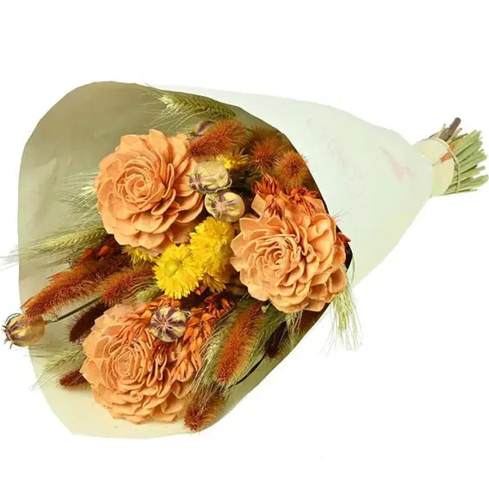 Bouquet de fleurs séchées Naturalys Bouquet Sola L orange - 50 cm