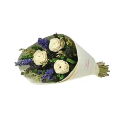 Bouquet de fleurs séchées Sola S coloris vert bleu - H 50 cm