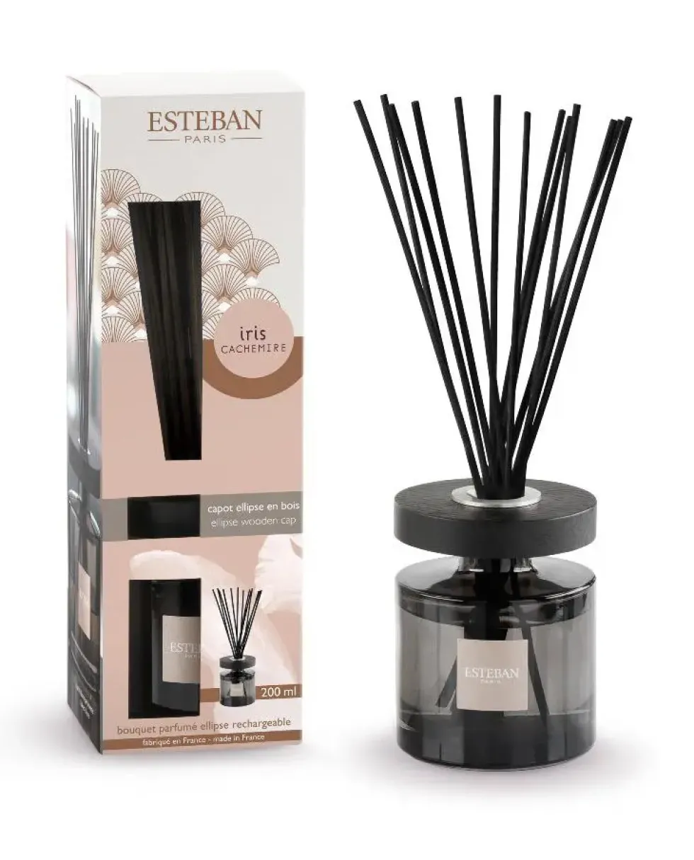 Bouquet parfumé et recharge Esteban Ellipse rose parfum Iris Cachemire - 200 ml