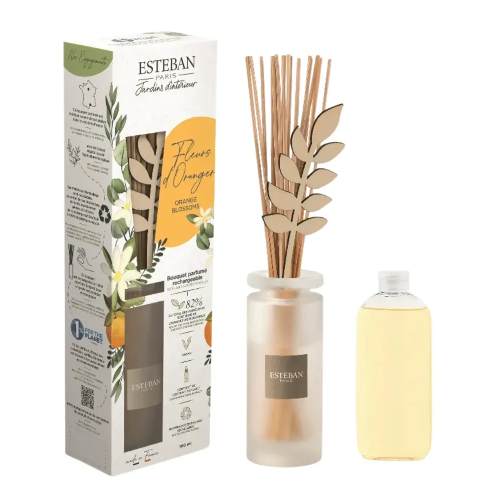 Bouquet parfumé et sa recharge Fleurs d'oranger Esteban - 100 ml