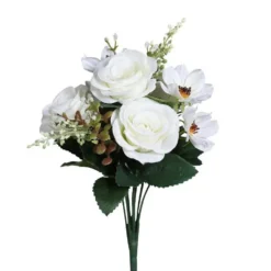 Bouquet roses artificielles coloris beige - 36 cm