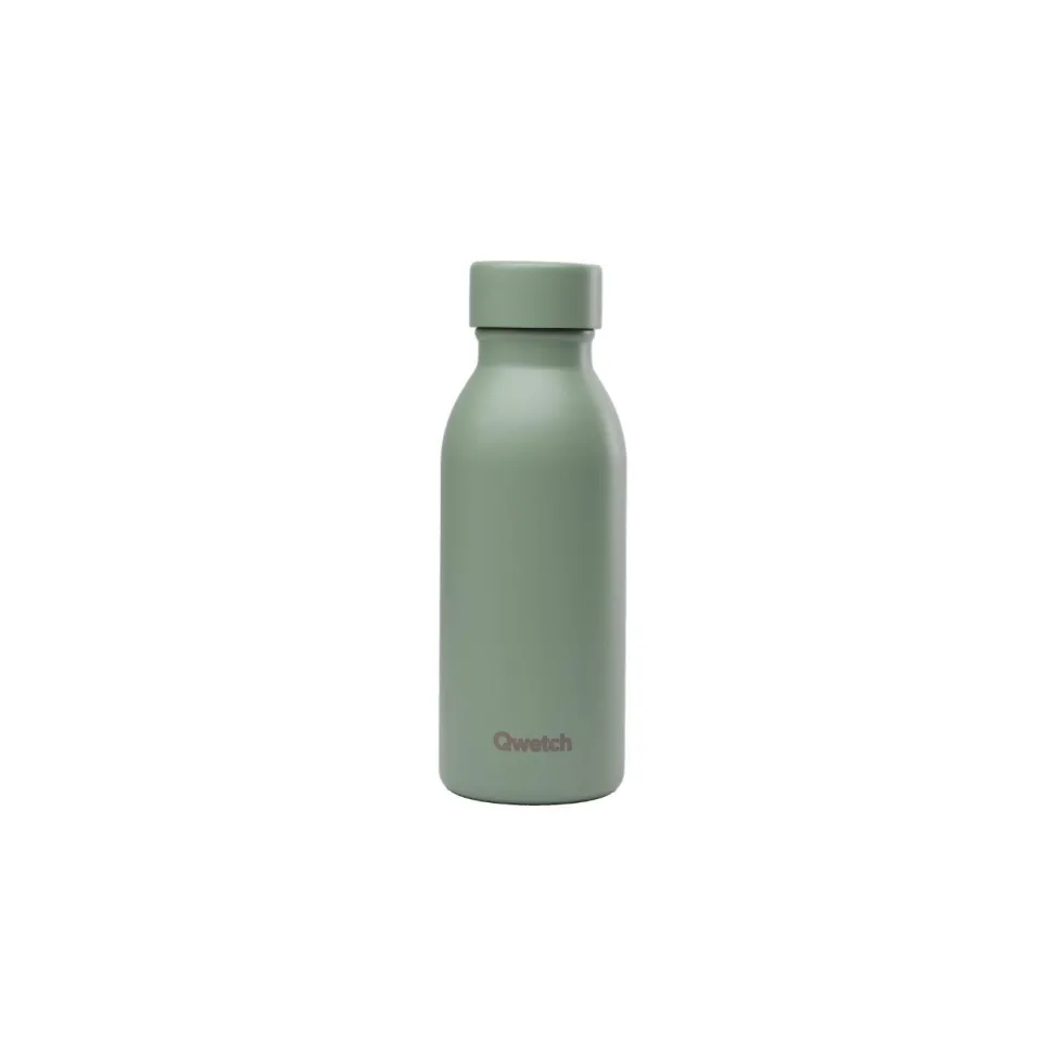 Bouteille isotherme en inox recyclé Qwetch Icon Matt vert tilleul - 350 ml