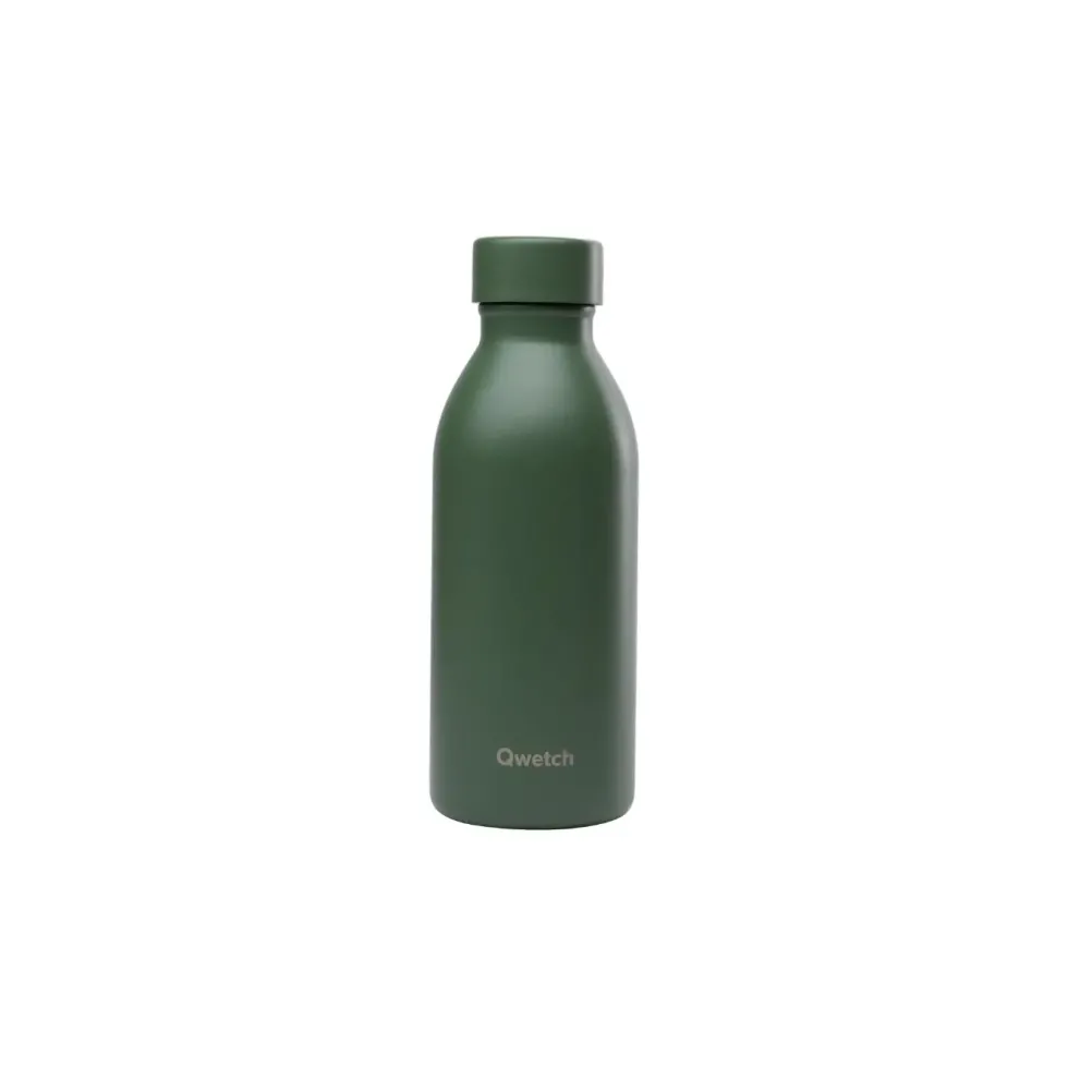 Bouteille isotherme en inox recyclé Qwetch Icon Matt kaki - 500 ml
