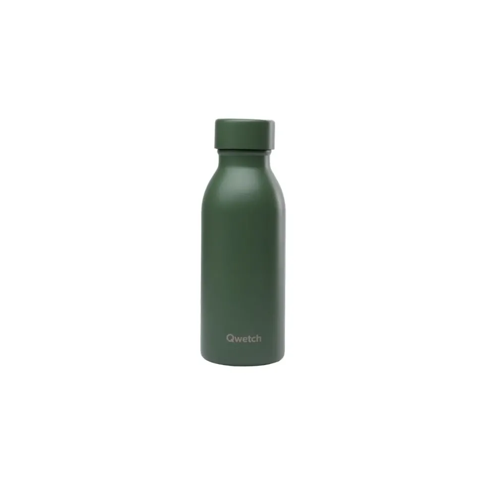 Bouteille isotherme en inox recyclé Qwetch Icon Matt kaki - 350 ml