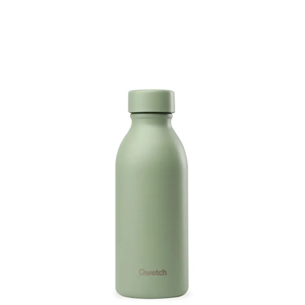 Bouteille isotherme en inox recyclé Qwetch Icon Matt vert tilleul - 500 ml