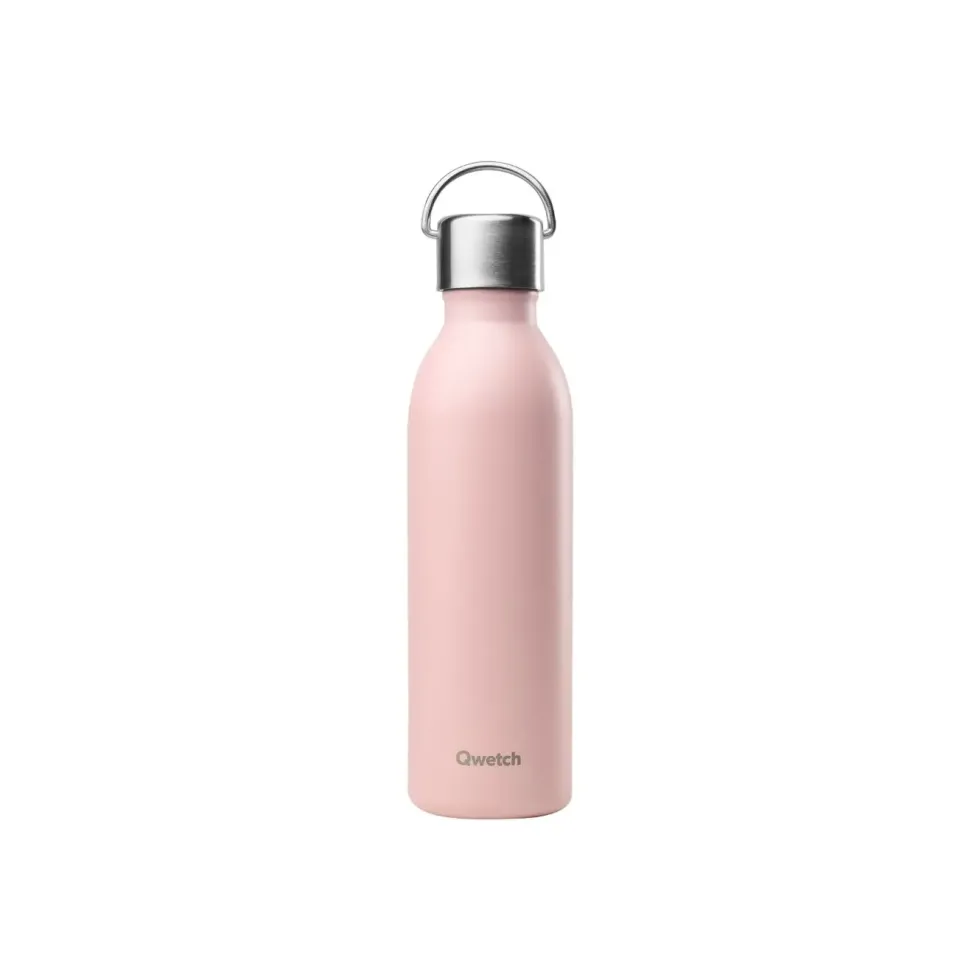 Bouteille isotherme en inox recyclé Qwetch Active Matt rose pastel - 600 ml