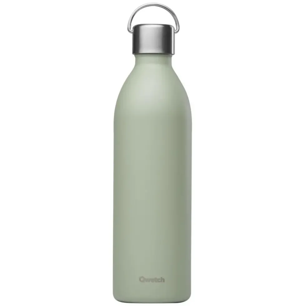 Bouteille isotherme en inox recyclé coloris vert tilleul Qwetch Active Matt - 1000 ml