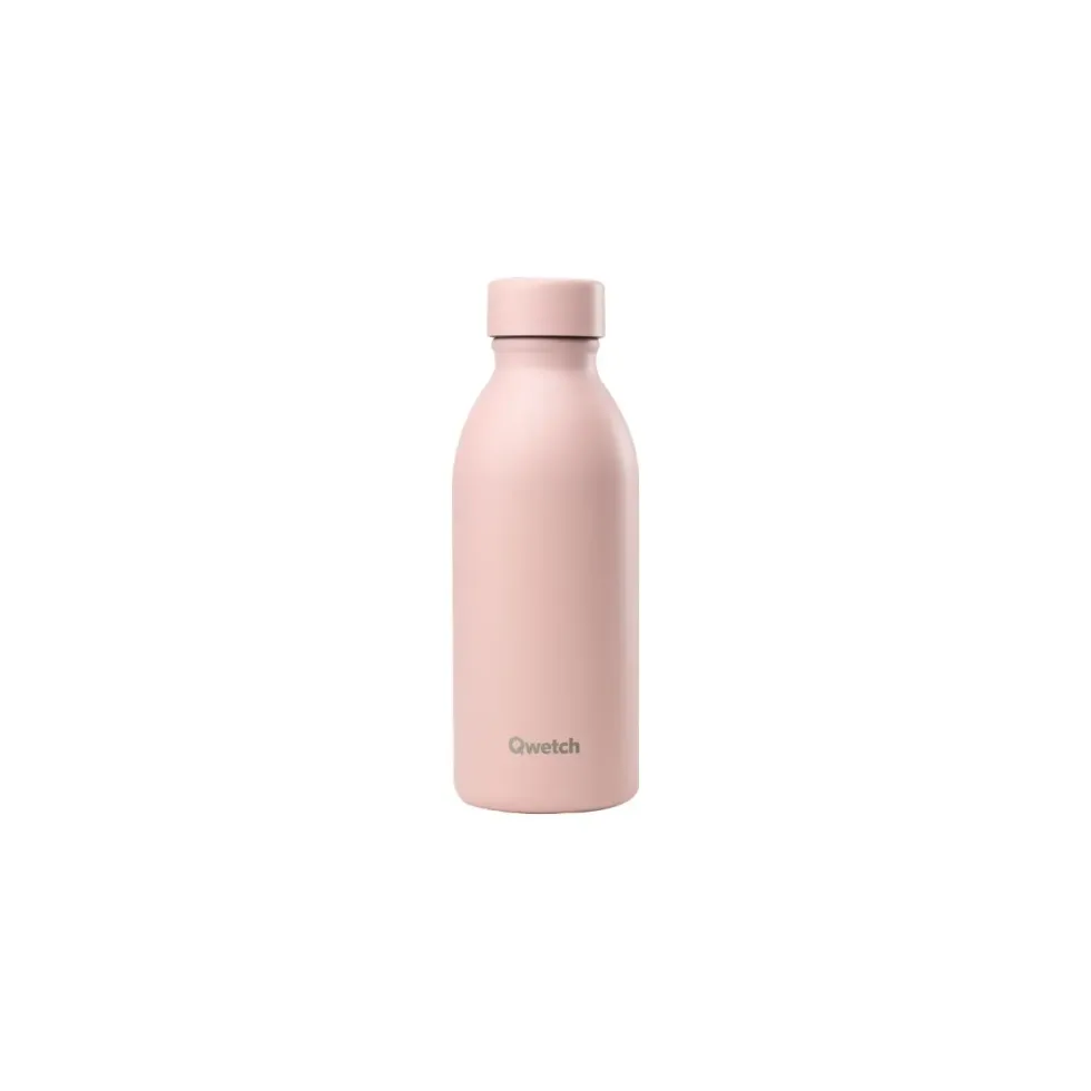 Bouteille isotherme en inox recyclé Qwetch Icon Matt rose pastel - 500 ml