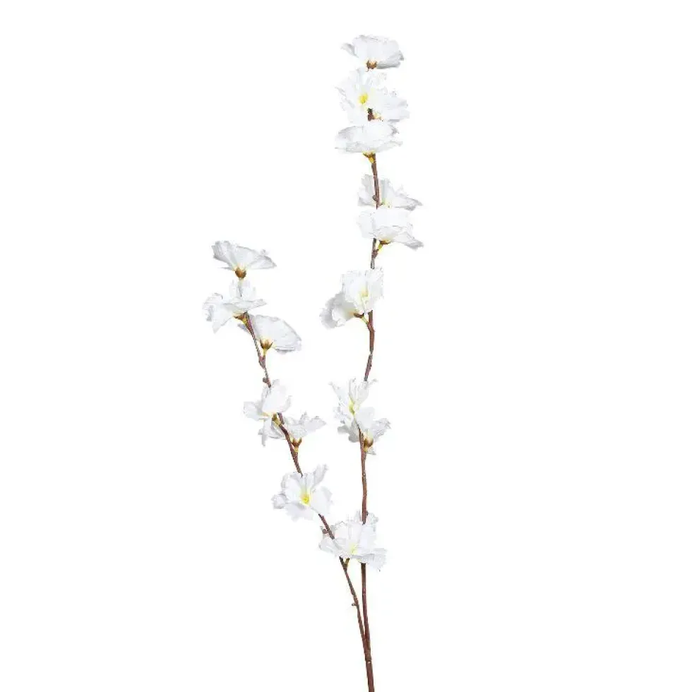 Branche artificielle de fleur de cerisier coloris beige - 74 cm
