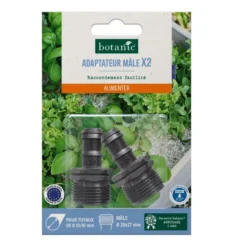 2 Branchements cannelés mâle 20 x 27 mm botanic® - Arrosage goutte à goutte
