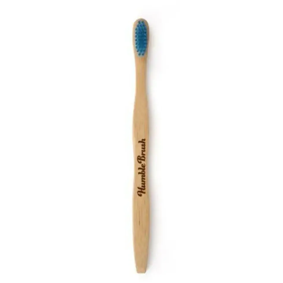 Brosse à dents pour adulte en bambou souple coloris bleu