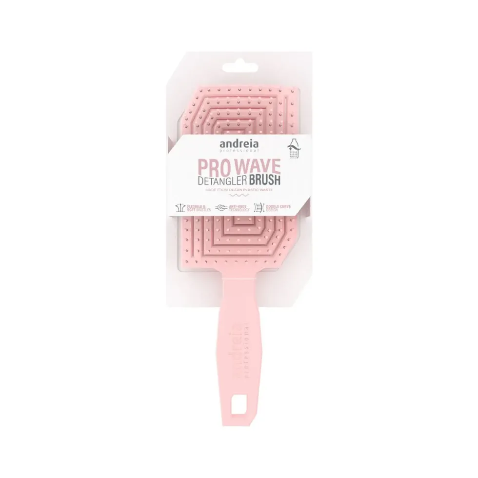 Brosse démêlante rose pour les cheveux Pro wave Andreia