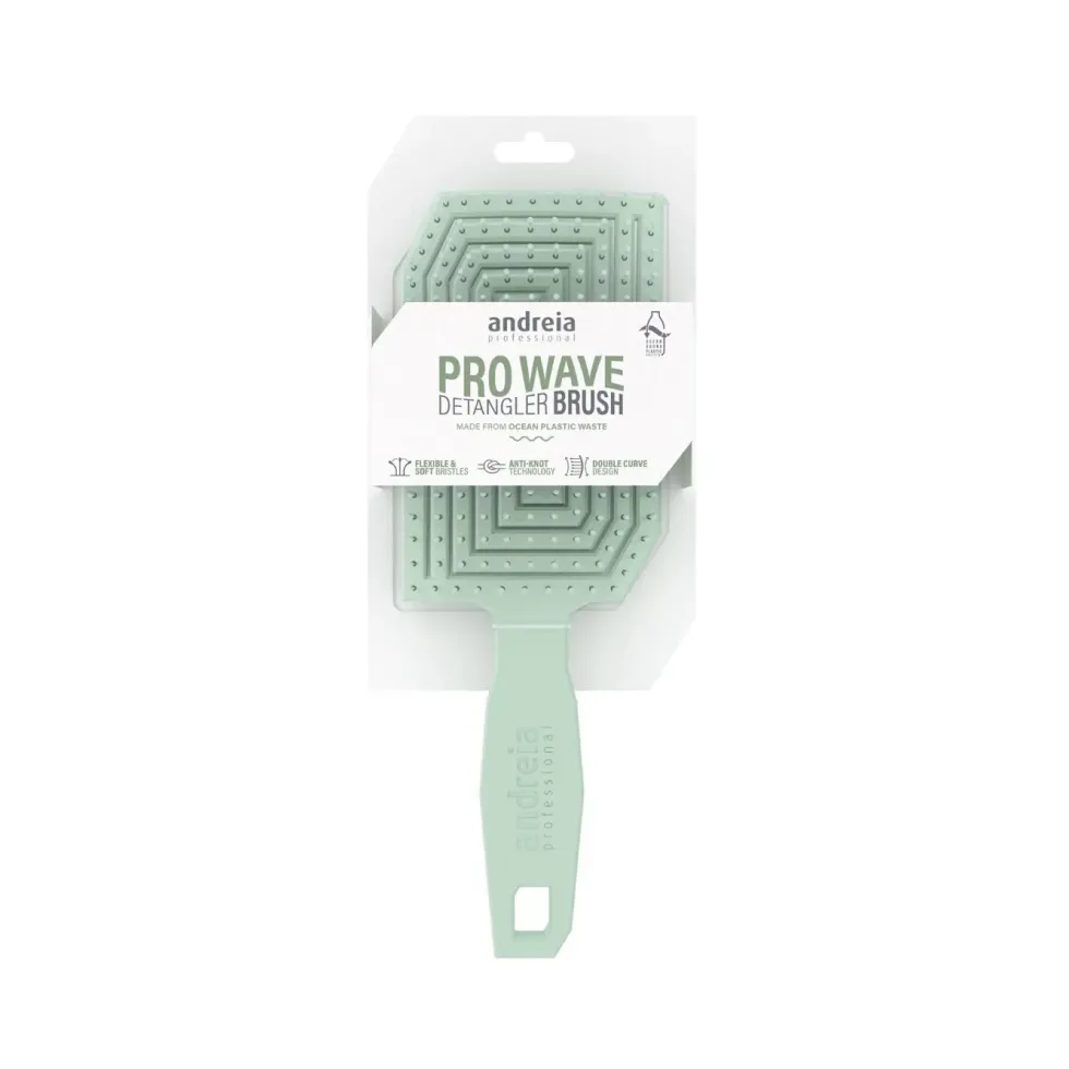 Brosse démêlante verte pour les cheveux Pro wave Andreia