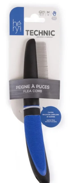 Brosse pour chien coloris multicolore peigne à puces Héry Technic - Taille M