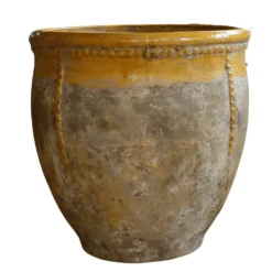 Bugadier à col émaillé jaune en terre cuite émaillée H 57 x Ø 57 cm