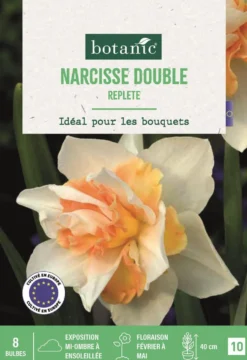 Bulbes de fleurs Narcisse double Replete blanc et orange botanic® - 8 bulbes
