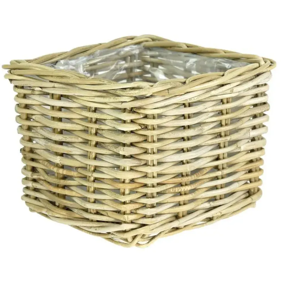 Cache-pot Buku carré naturel vannerie Décolines - 31 cm