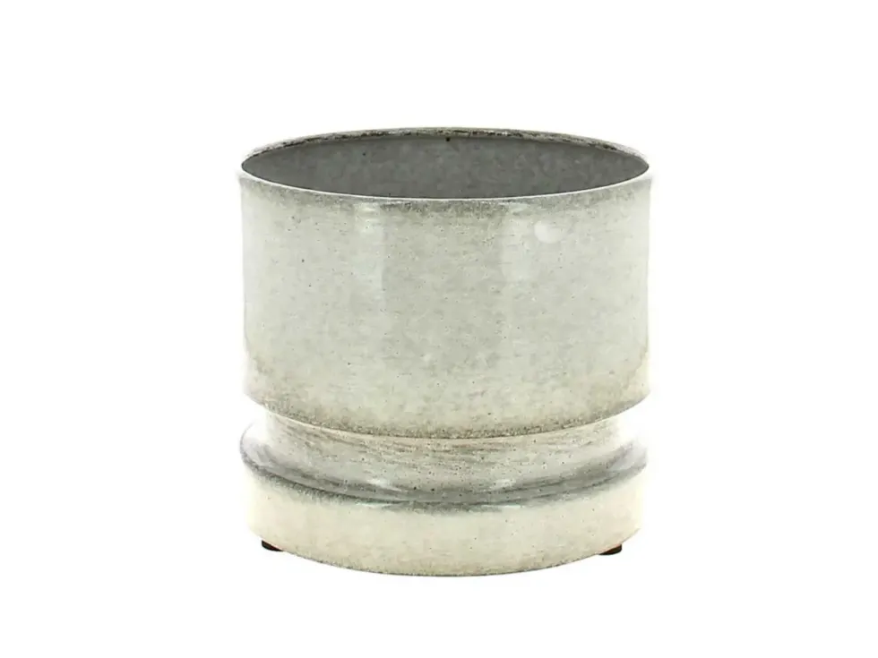 Cache-pot coloris blanc en zinc woodlog - Ø 27 cm x 22 cm