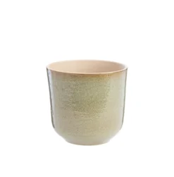 Cache-pot coloris vert en céramique Sandstone - 25 x 23 cm