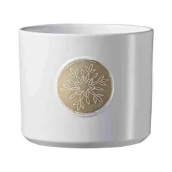 Cache-pot en céramique blanc à motif or Winter Friends - Ø 13 x H 11 cm