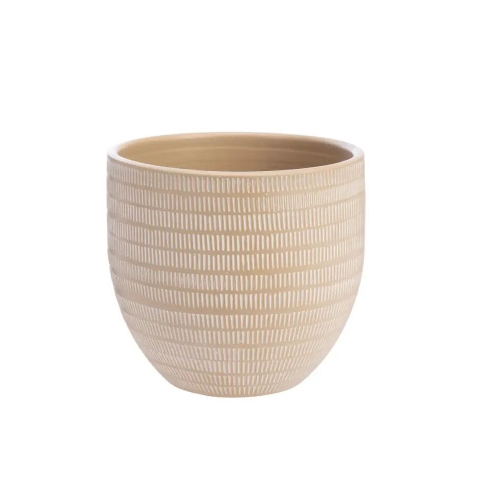 Cache-pot en céramique marron Sulco – 24 x 22 cm