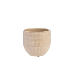 Cache-pot en céramique marron Sulco – 14 x 13 cm