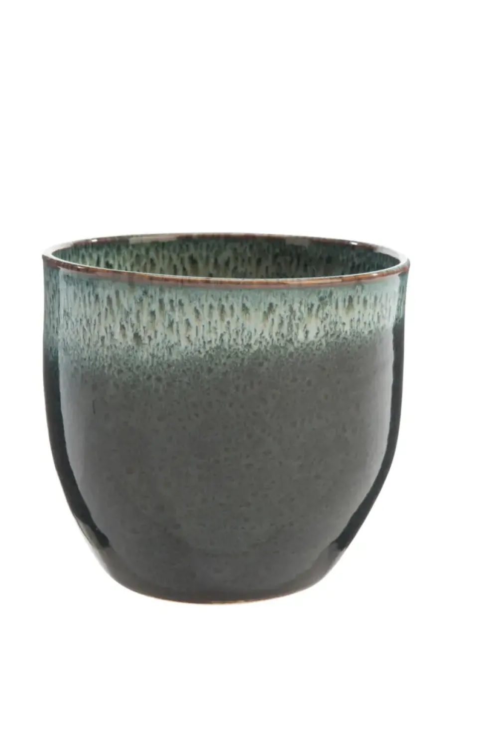 Cache-pot en céramique vert foncé Basalt - Ø 21,7 x H 19,5 cm