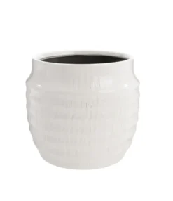Cache-pot Linea coloris blanc en céramique - 17 x 17 x 15,5 cm