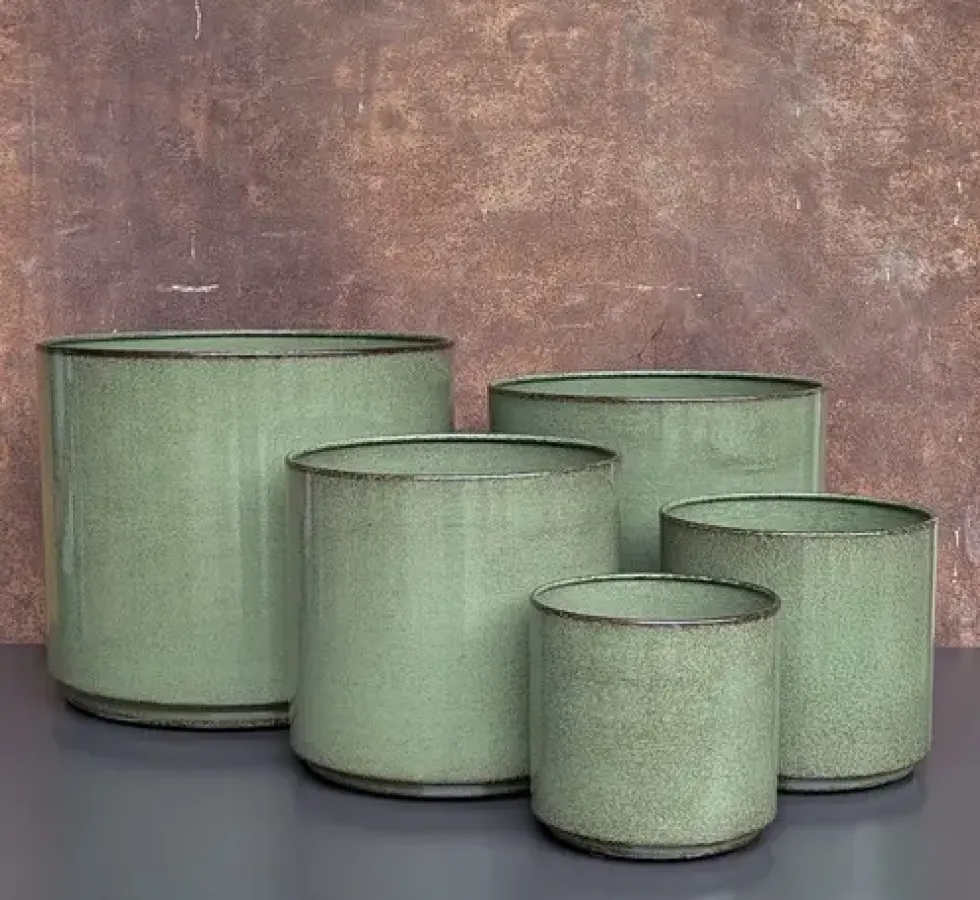 Cache-pot Looma coloris vert en zinc taille XXL - Ø 43 x 37 cm