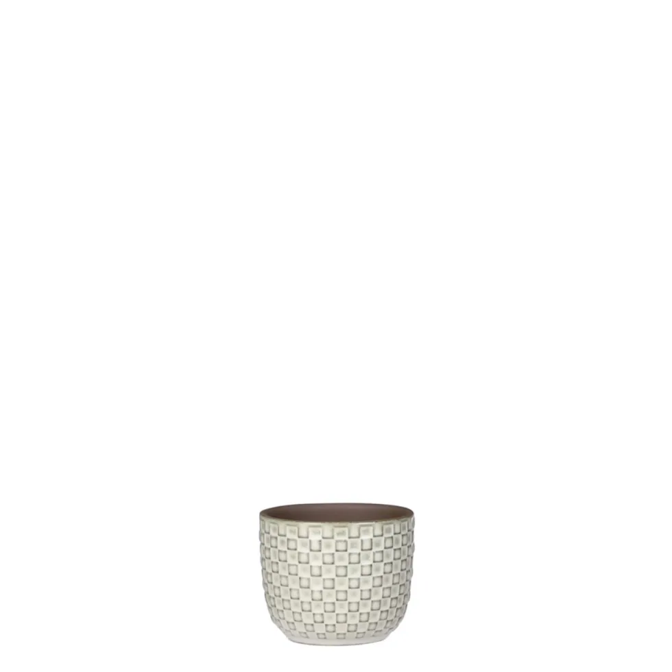 Cache pot rond en céramique blanc Mica Décorations Daan - Ø 7,5cm