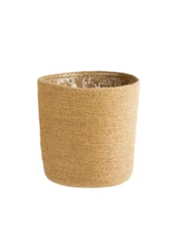 Cache-pot vannerie naturelle coloris beige en jute - 30 x 28 x 25 cm