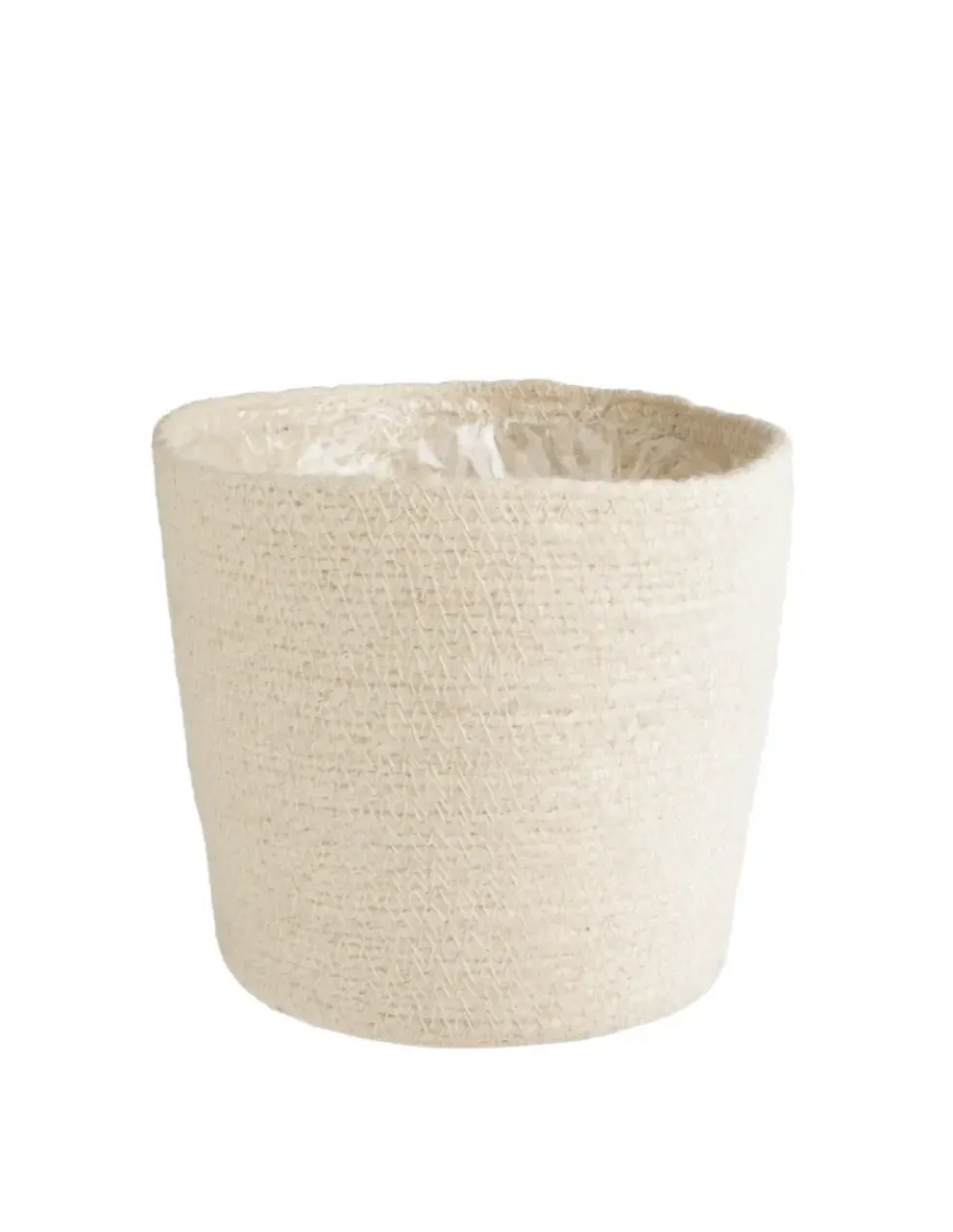 Cache-pot vannerie naturelle coloris blanc en jute - 27 x 25,5 x 21 cm