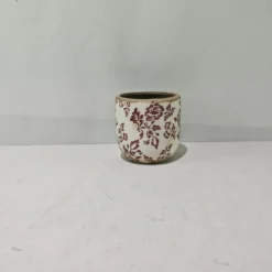 Cache-pot vintage à fleurs coloris multicolore en céramique - 14,5 x 13 cm