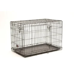 Cage d'éduaction noire pour chien et chiot avec 2 portes - 106 x 71 x 76 cm