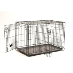Cage d'éducation noire pour chien et chiot avec 2 portes - 76 x 48 x 53 cm