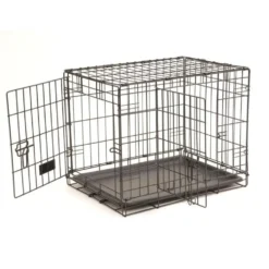 Cage d'éducation noire pour chien et chiot avec 2 portes - 61 x 45 x 48 cm