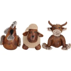 Cale-porte animal de la ferme marron - 24 x 25,5 x 29 cm