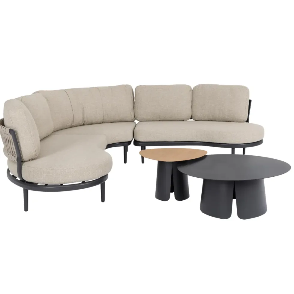 Canapé d’angle beige en aluminium anthracite Bizzotto Helios - 151 x 103 x 82 cm