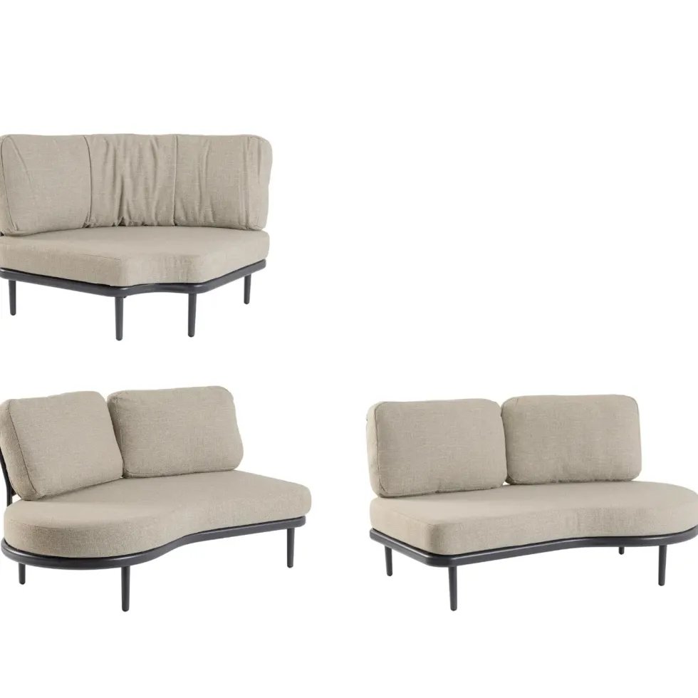 Canapé d’angle beige en aluminium anthracite Bizzotto Helios - 151 x 103 x 82 cm