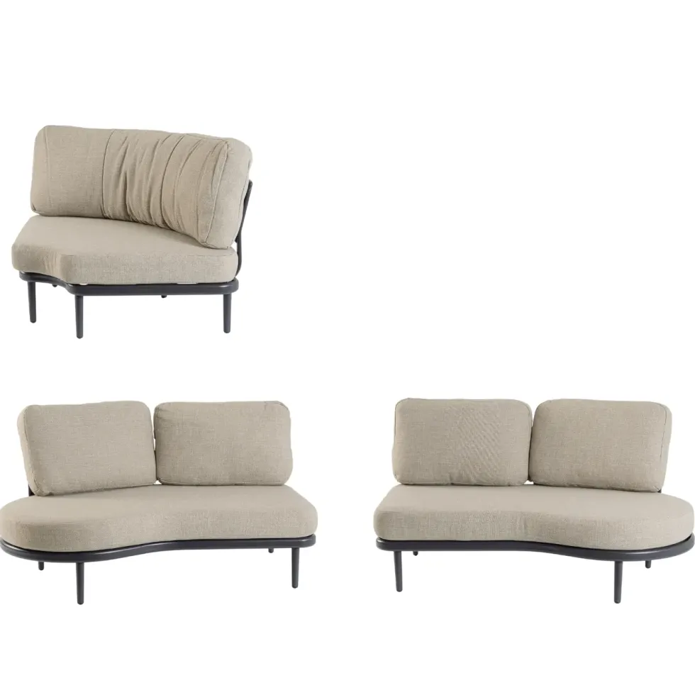 Canapé d’angle beige en aluminium anthracite Bizzotto Helios - 151 x 103 x 82 cm