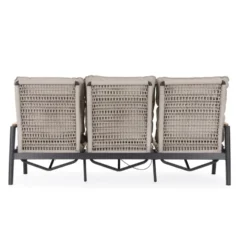 Canapé d'extérieur en aluminium et teck coloris beige Miguel - 213 x 86 x 92 cm