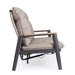 Canapé d'extérieur en aluminium et teck coloris beige Miguel - 213 x 86 x 92 cm