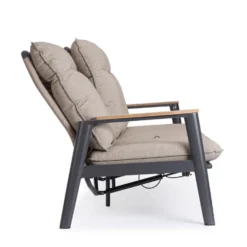 Canapé d'extérieur en aluminium et teck coloris beige Miguel - 213 x 86 x 92 cm