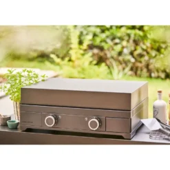 Capot moderne pour barbecue coloris noir en acier Forge Adour - 65,5 x 49,6 x 9,6 cm