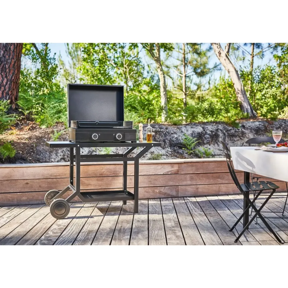 Capot moderne pour barbecue coloris noir en acier Forge Adour - 65,5 x 49,6 x 9,6 cm