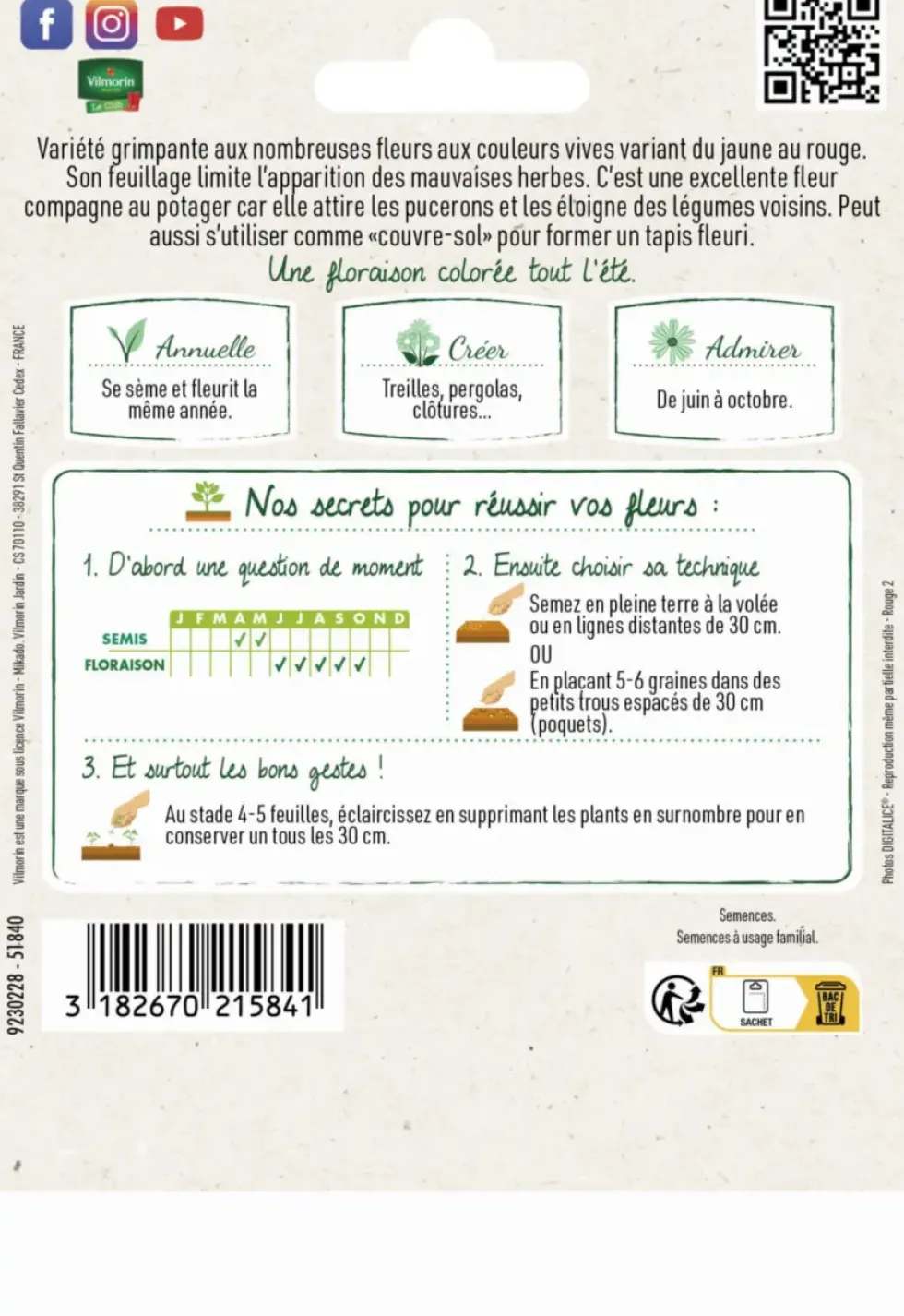 Capucine grande variée Grand jardin Format maxi Vilmorin - graines à semer