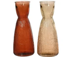 Carafe colorée en verre recyclé strié - Ø 10 x H 25 cm