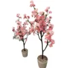 Cerisier artificiel à fleurs rose vif en pot - 123 cm